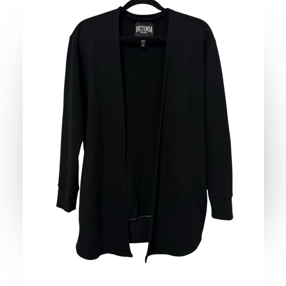 Victoria Sport Black Open Front Cotton Blend Cardigan (Size S)